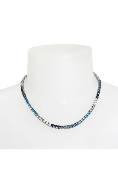 Shop Kurt Geiger Rainbow Cubic Zirconia Tennis Collar Necklace In Blue