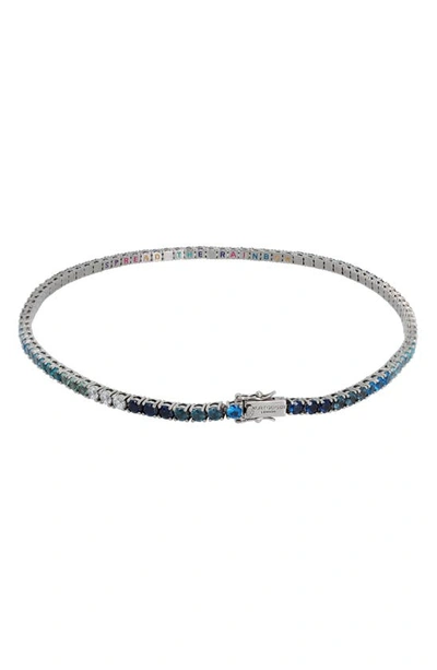 Shop Kurt Geiger Rainbow Cubic Zirconia Tennis Collar Necklace In Blue