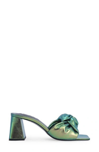 Shop By Far Lamar Twist Metallic Slide Sandal In Green Scarabee