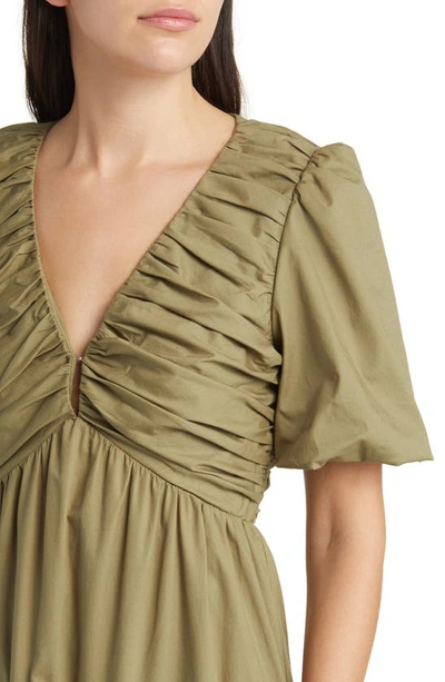 Shop Charles Henry Ruched Tiered Dress In Olive