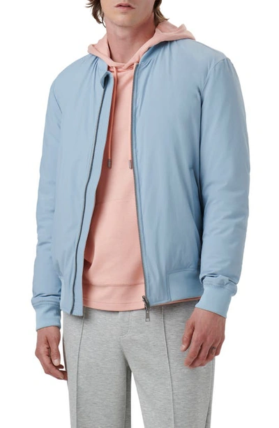 Shop Bugatchi Water Resistant Reversible Bomber Jacket In Dusty Blue