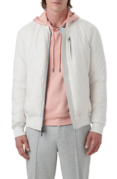 Shop Bugatchi Water Resistant Reversible Bomber Jacket In Dusty Blue