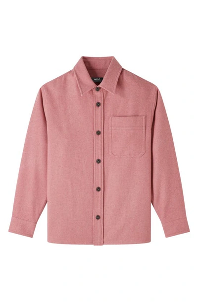 Shop Apc Basile Wool Blend Button-up Shirt Jacket In Faa Pink