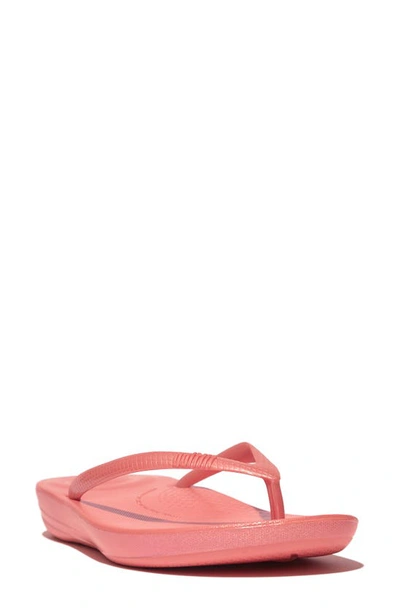 Shop Fitflop Iqushion Flip Flop In Pearlized Rosy Coral