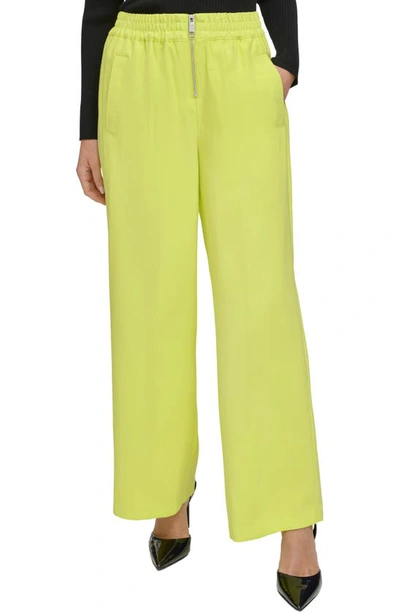 Shop Dkny Stretch Twill Wide Leg Pants In Limonata