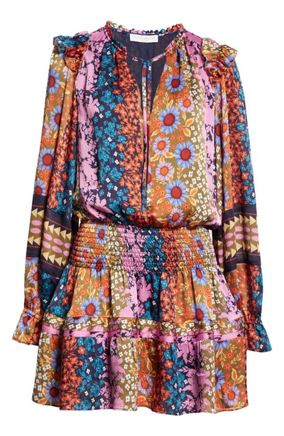 Shop Ramy Brook Makenna Mixed Floral Long Sleeve Minidress In Multicolor Boho