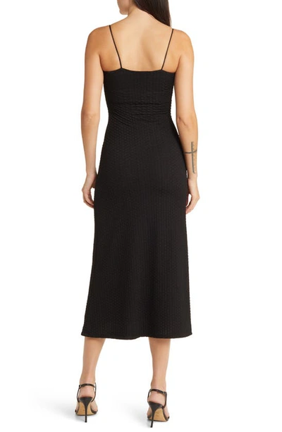 Shop Charles Henry Rosette Textured Sleeveless Knit Midi Dress In Black
