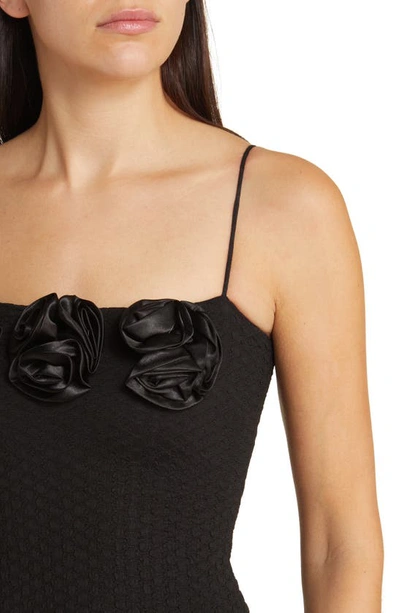 Shop Charles Henry Rosette Textured Sleeveless Knit Midi Dress In Black