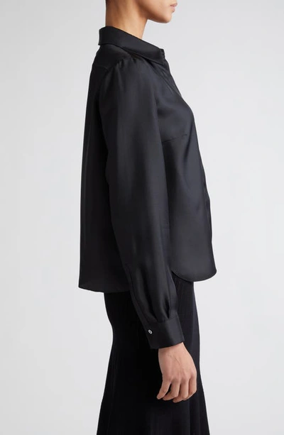 Shop Partow Lara Silk Button-up Top In Black