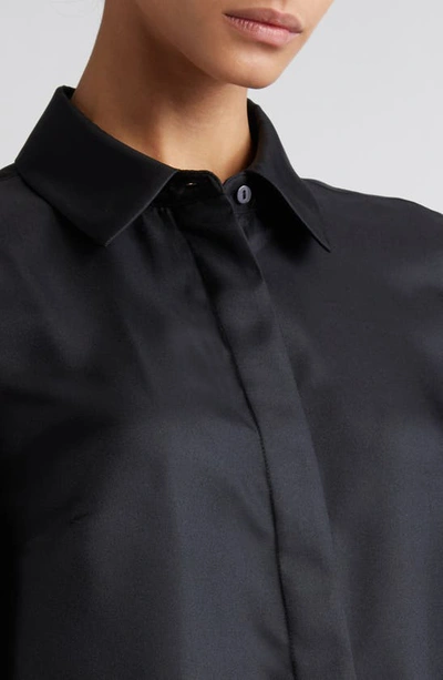 Shop Partow Lara Silk Button-up Top In Black