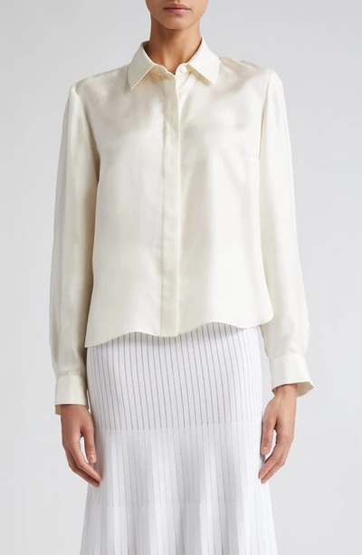 Shop Partow Lara Silk Button-up Top In Ivory