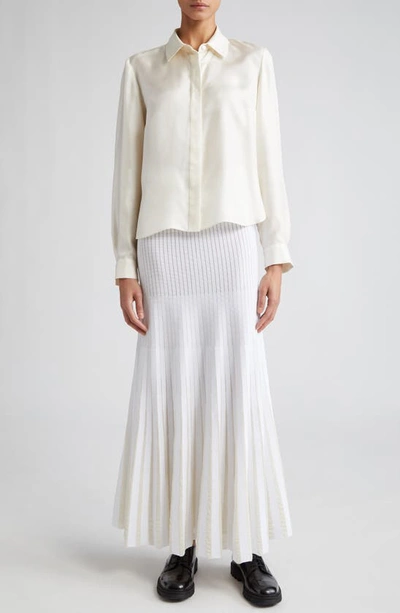 Partow Lara Silk Button-up Top In Ivory