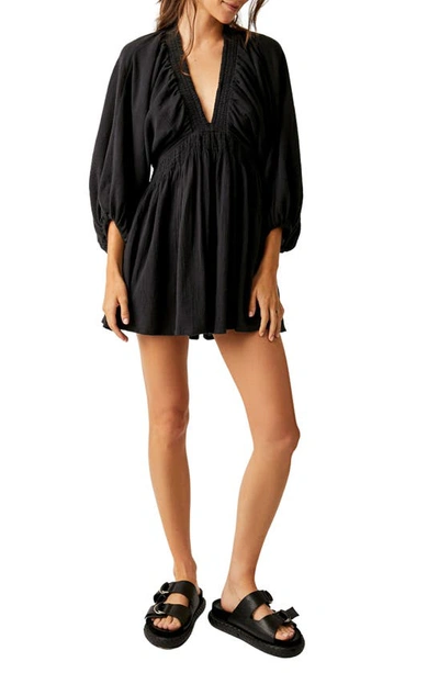 Shop Free People For The Moment Babydoll Minidress In Black