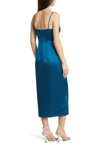 Shop Astr The Label Corset Satin Dress In Teal