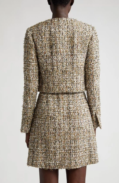 Shop Jason Wu Collection Textured Tweed Short Jacket In Deep Olive Multi