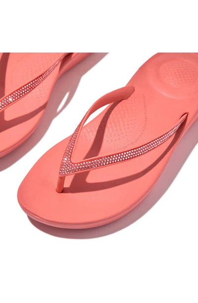 Shop Fitflop Iqushion™ Splash Crystal Flip Flop In Rosy Coral