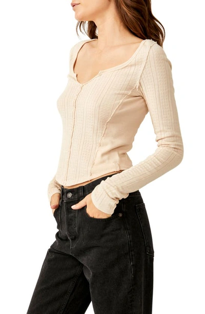 Shop Free People Eyes On You Long Sleeve Knit Top In Birch