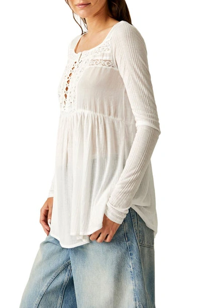 Shop Free People Pretty Please Lace Tunic Top In Ivory