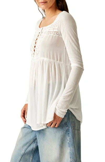 Free People Pretty Please Lace Tunic Top In Ivory