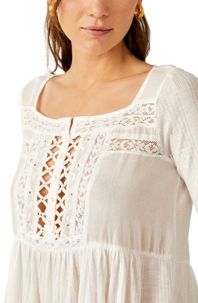 Shop Free People Pretty Please Lace Tunic Top In Ivory