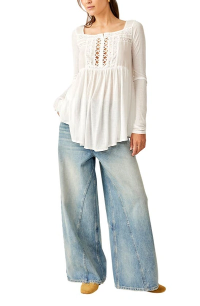 Free People Pretty Please Lace Tunic Top In Ivory