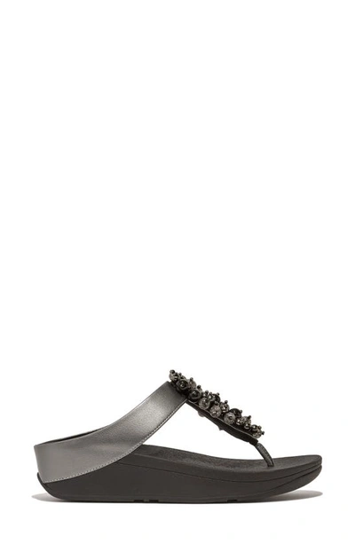 Shop Fitflop Fino Bauble Bead Flip Flop In Pewter Black