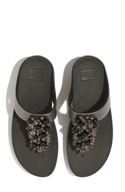 Shop Fitflop Fino Bauble Bead Flip Flop In Pewter Black