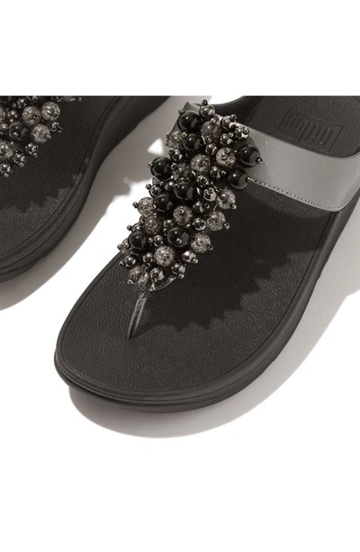 Shop Fitflop Fino Bauble Bead Flip Flop In Pewter Black