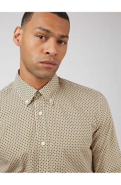 Shop Ben Sherman Print Cotton Button-down Shirt In Sunflower