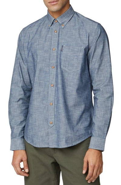 Shop Ben Sherman Cotton Chambray Button-down Shirt In Dark Navy