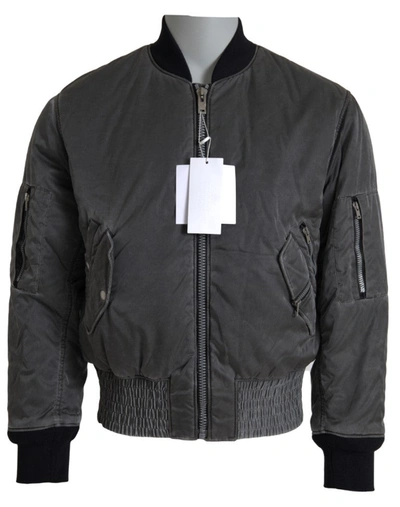 Shop Mm6 Maison Margiela Gray Bomber Zipper Pocket Sleeves Jacket
