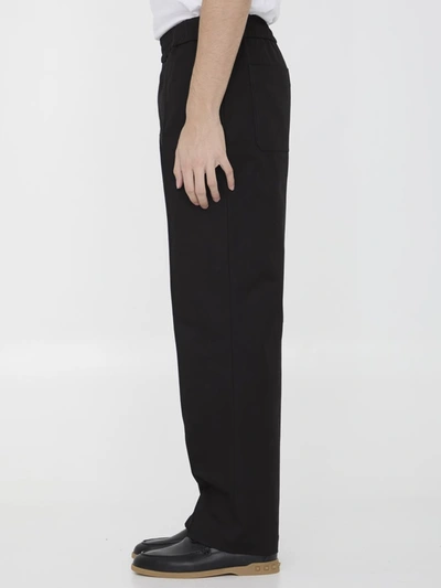 Shop Valentino Cotton Trousers In Black