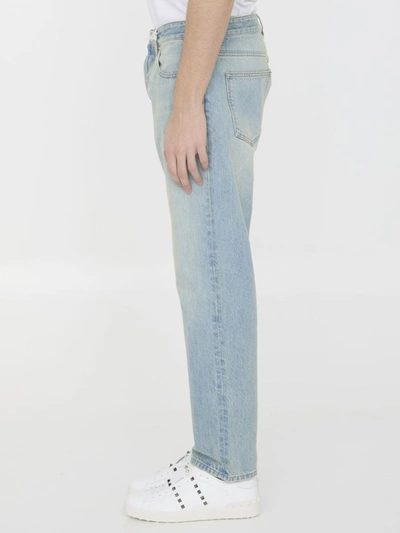 Valentino Vlogo Signature Embossed Tapered Jeans In Blue
