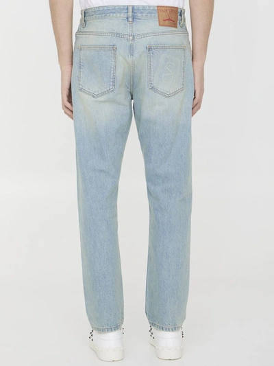 Valentino Vlogo Signature Embossed Tapered Jeans In Blue