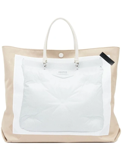Shop Maison Margiela Glam Slam Trompe L'oeil-print Tote Bag In Taupe/greige