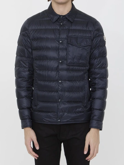 Shop Moncler Tenibres Short Down Jacket In Blue