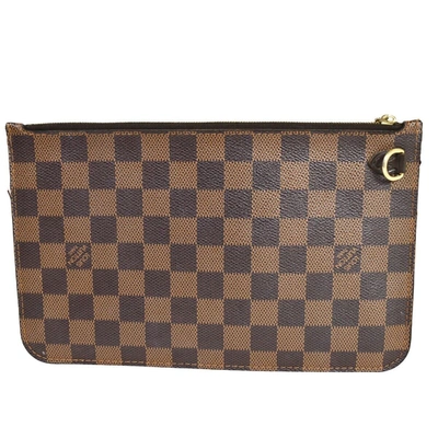 Pre-owned Louis Vuitton Neverfull Pouch Canvas Clutch Bag () In Brown