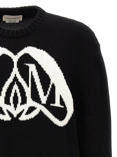 Shop Alexander Mcqueen Logo Seal Sweater, Cardigans White/black