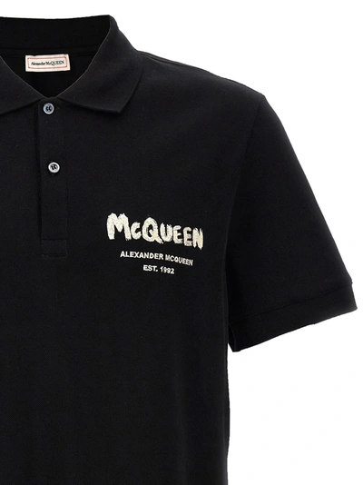 Shop Alexander Mcqueen Mcqueen Graffiti Polo Black