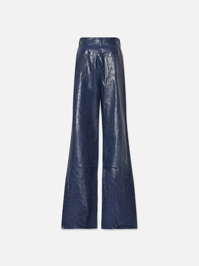 Shop Frame Le Palazzo Leather Pants In Blue