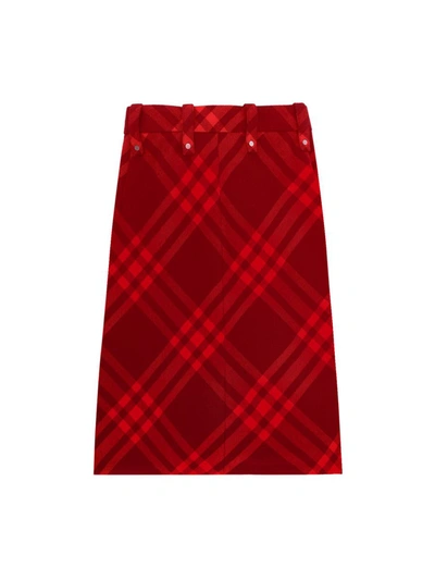 Shop Burberry Skirt In Red