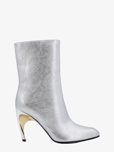 Shop Alexander Mcqueen Woman Armadillo Woman Silver Boots