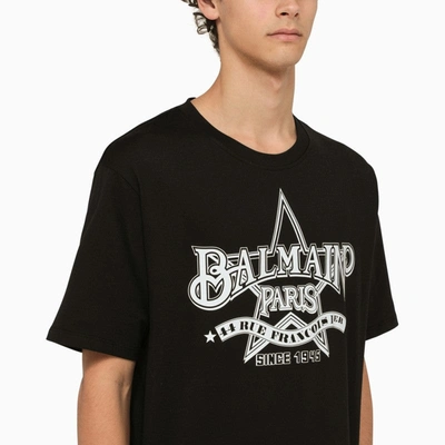 Shop Balmain Black Crew-neck T-shirt With Logo Men