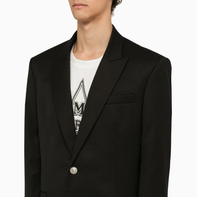 Shop Balmain Black Single-breasted Jacket In Wool Men
