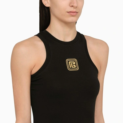 Shop Balmain Black Tank Top With Logo Women