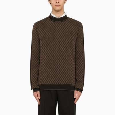 Shop Balmain Brown Wool Turtleneck Sweater Men