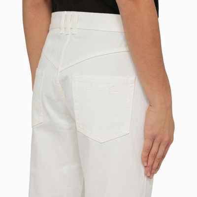 Shop Balmain Regular White Cotton Trousers Men