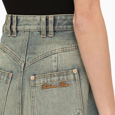 Shop Balmain Washed-out Denim Miniskirt Women In Blue