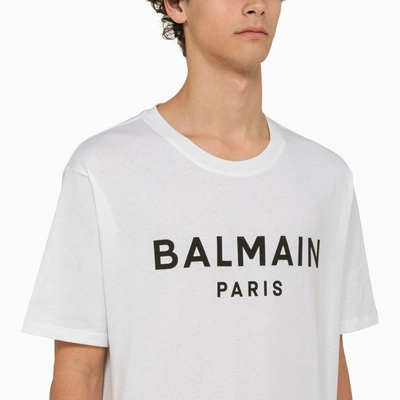 Shop Balmain White Crew-neck T-shirt With Logo Men