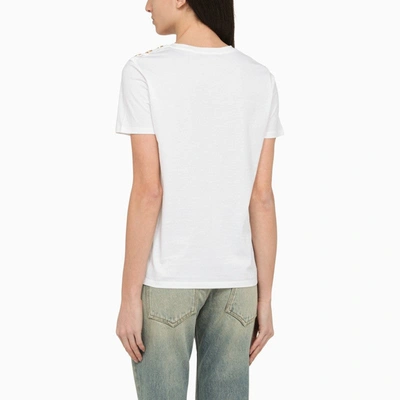Shop Balmain White Crew-neck T-shirt With Logo Women